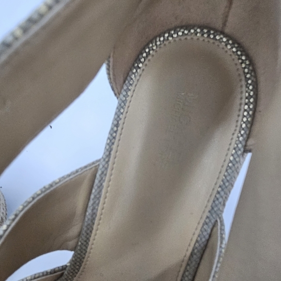 Michael Kors Damita Tan Sand Canvas Zip Wedge Espadrille Platform Sandal Sz 9.5 - Picture 8 of 12